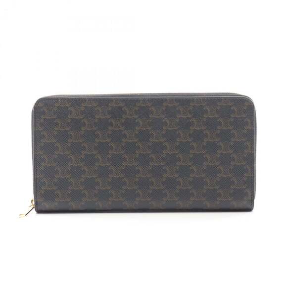 Celine Triomphe Large Zip Wallet Round Long Men's/Women's Black 10B55 2BQ3...